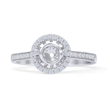 Round Halo Diamond Gold Ring